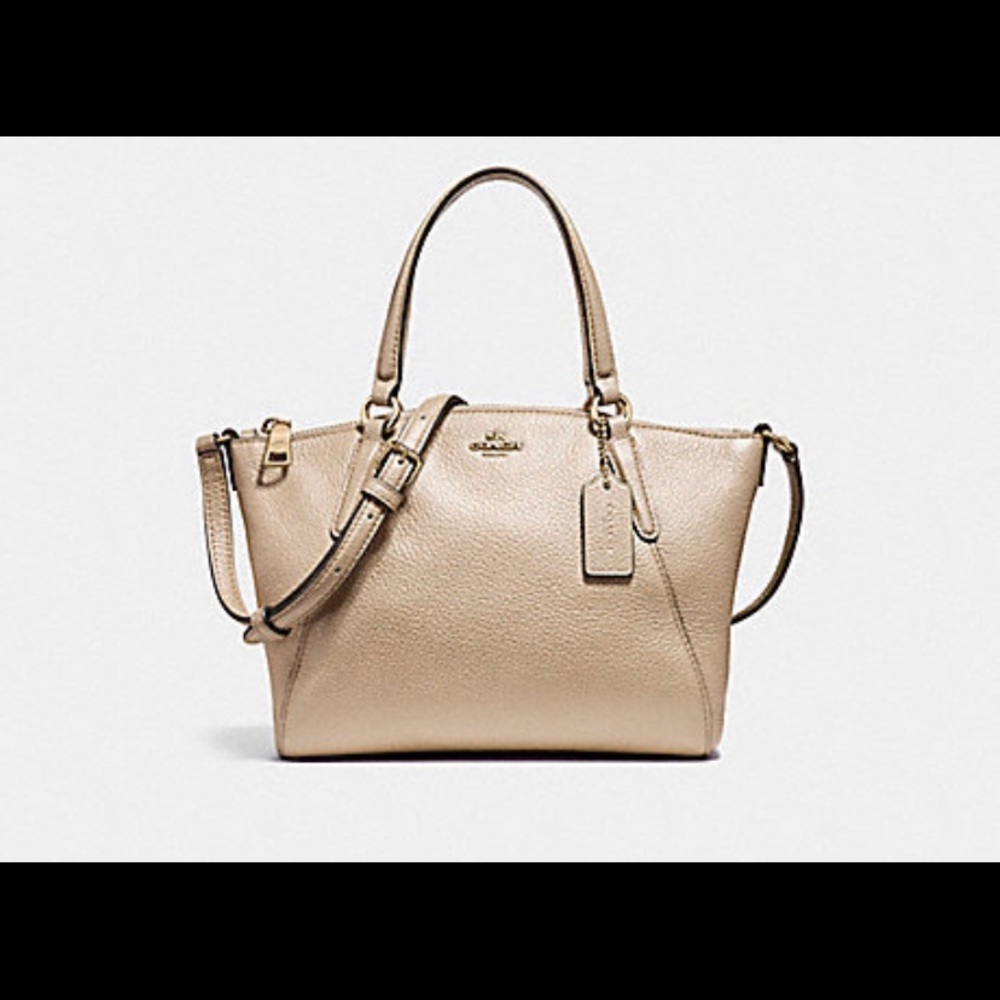 Coach Mini Kelsey Satchel in Metallic Pebble Leather